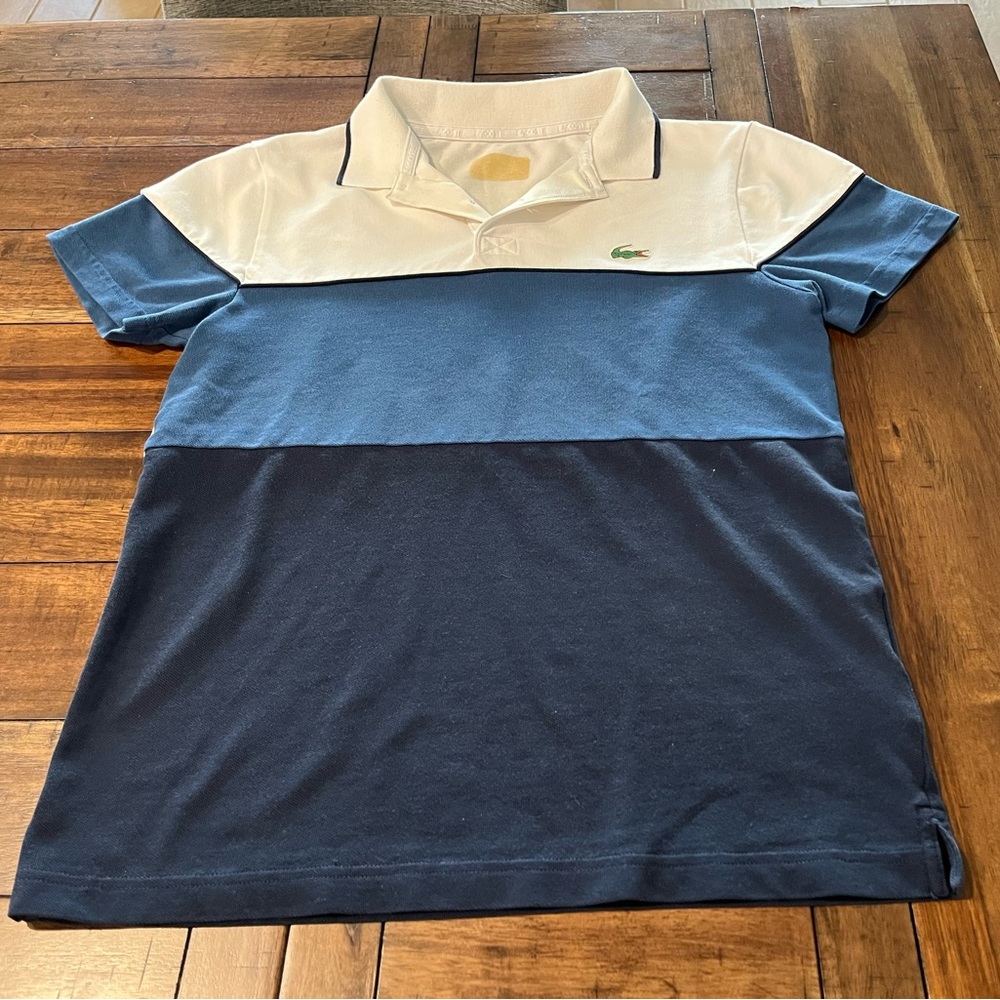 Lacoste blue and white polo VGUC.
